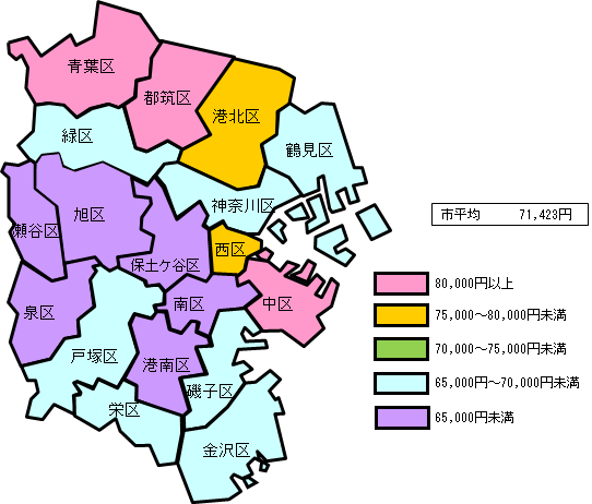 各区の借家の１か月当たり平均家賃