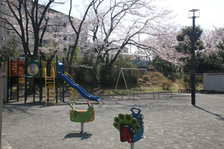 竹山一丁目東公園の広場と遊具
