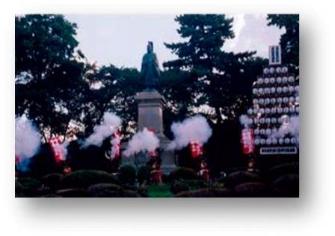 掃部山公園での彦根鉄砲隊演武の画像