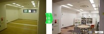 開館前のロビーと7年後の図書室