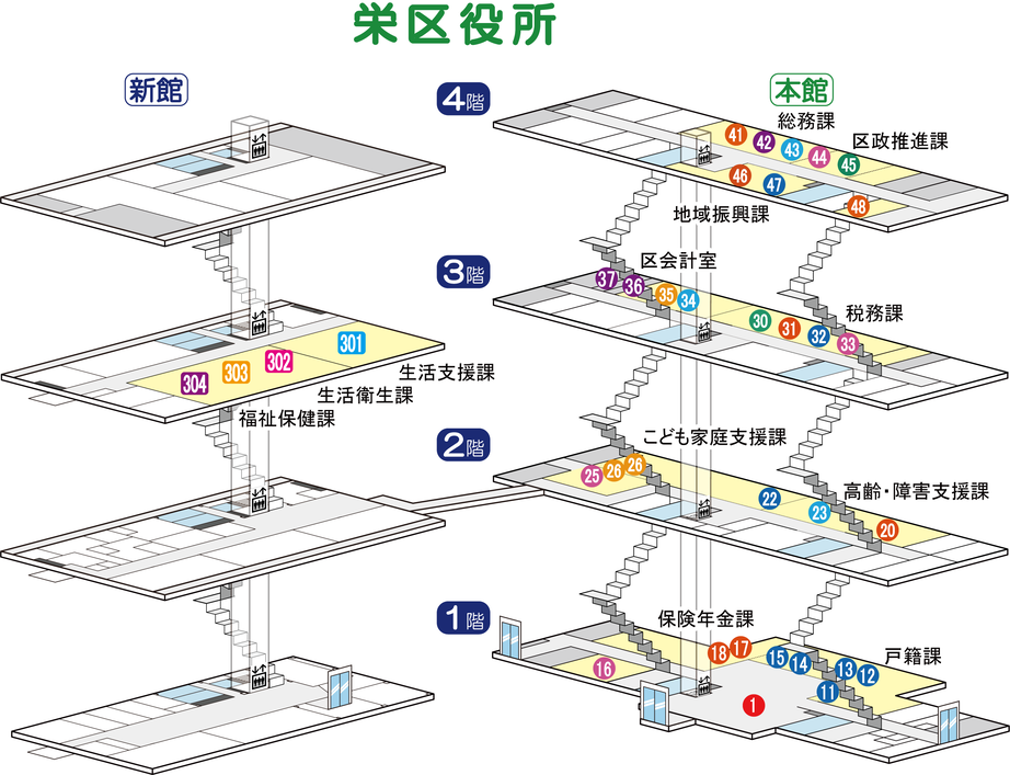 栄区役所フロアマップ