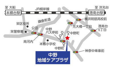 中野地域ケアプラザ周辺地図