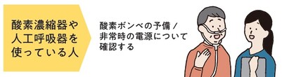 酸素濃縮器や人工呼吸器を使っている人の備えの例
