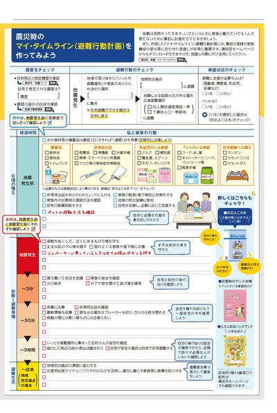 震災時のマイ・タイムライン（避難行動計画）の画像