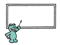 ワッくんイラスト「ボードに棒で示すワッくん」